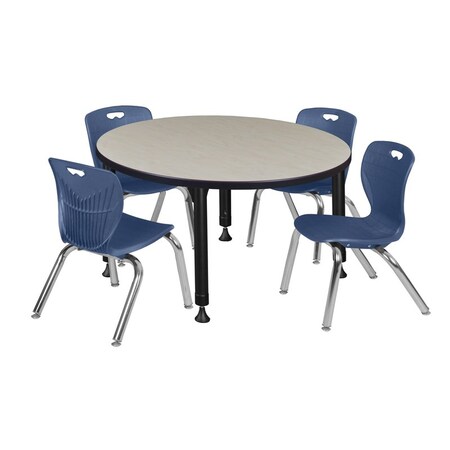 Regency Tables > Height Adjustable > Round Table & Chair Sets, 42 W, 42 L, 23-34 H, Maple TB42RNDPLAPBK45NV
